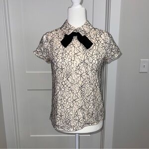Karl Lagerfeld Cream and Black Lace Top